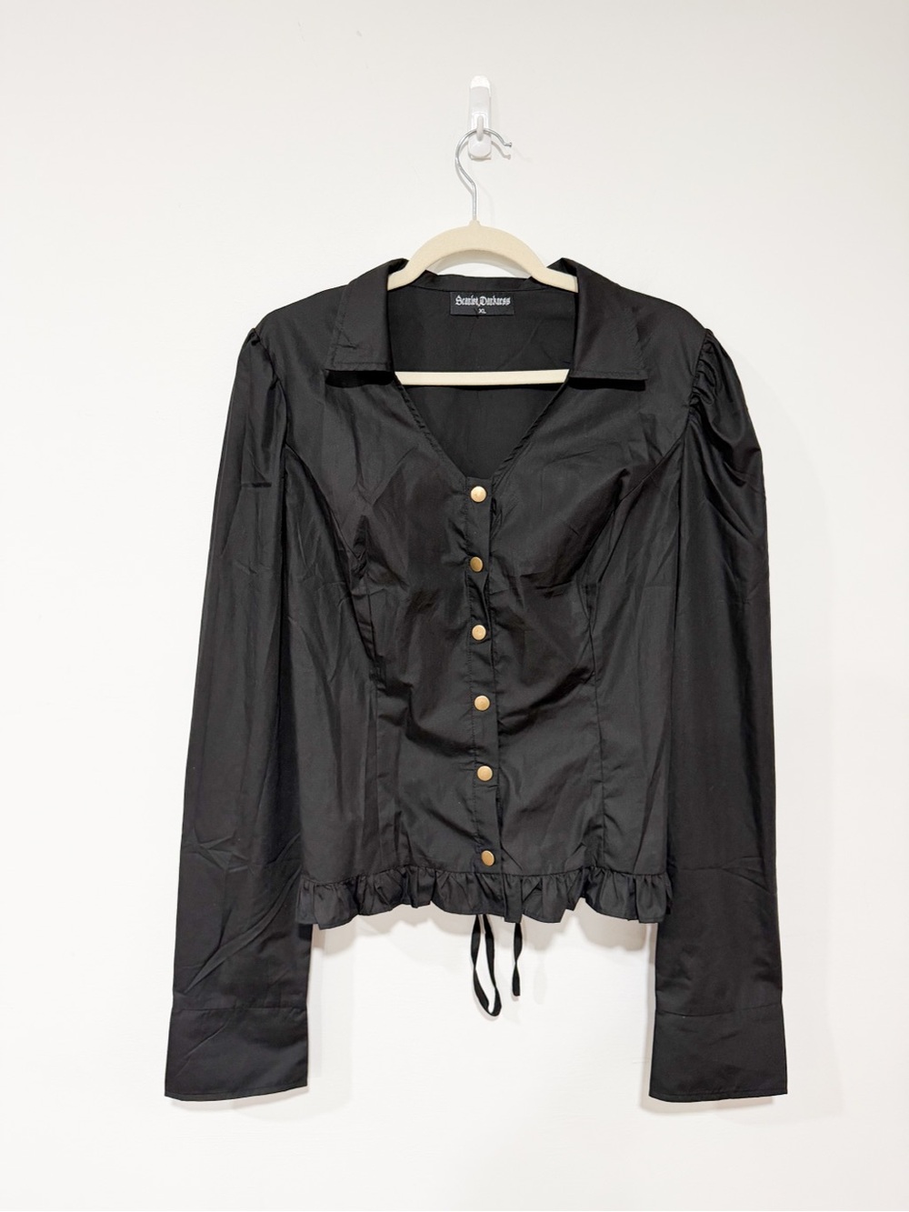 Scarlet Darkness Black Victorian Corset Top Blouse Whimsigoth Gothic Size XL